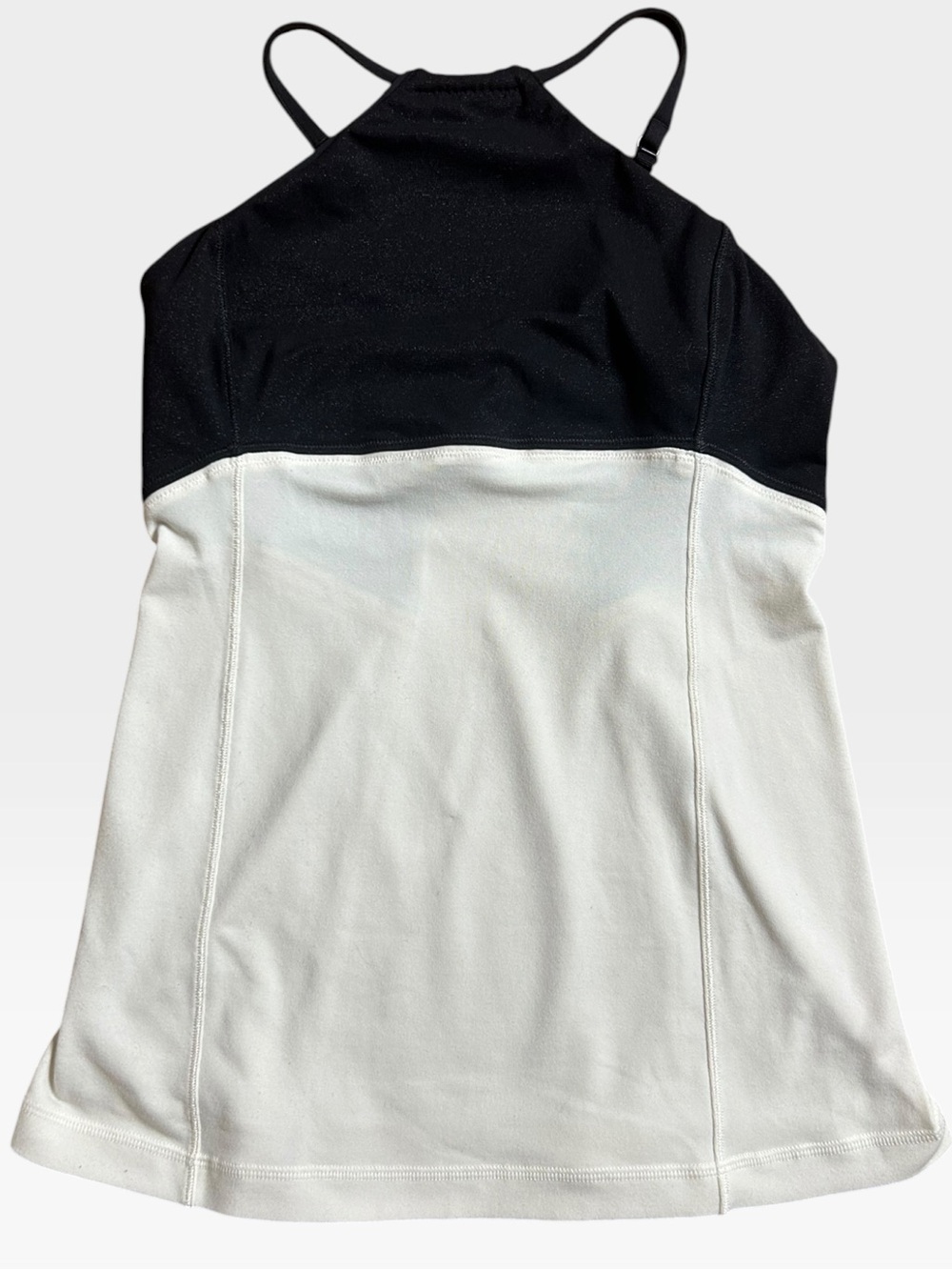 Lululemon Vintage Color Block Black White Flip W/ No Flop Halter Tank Top Sz 6